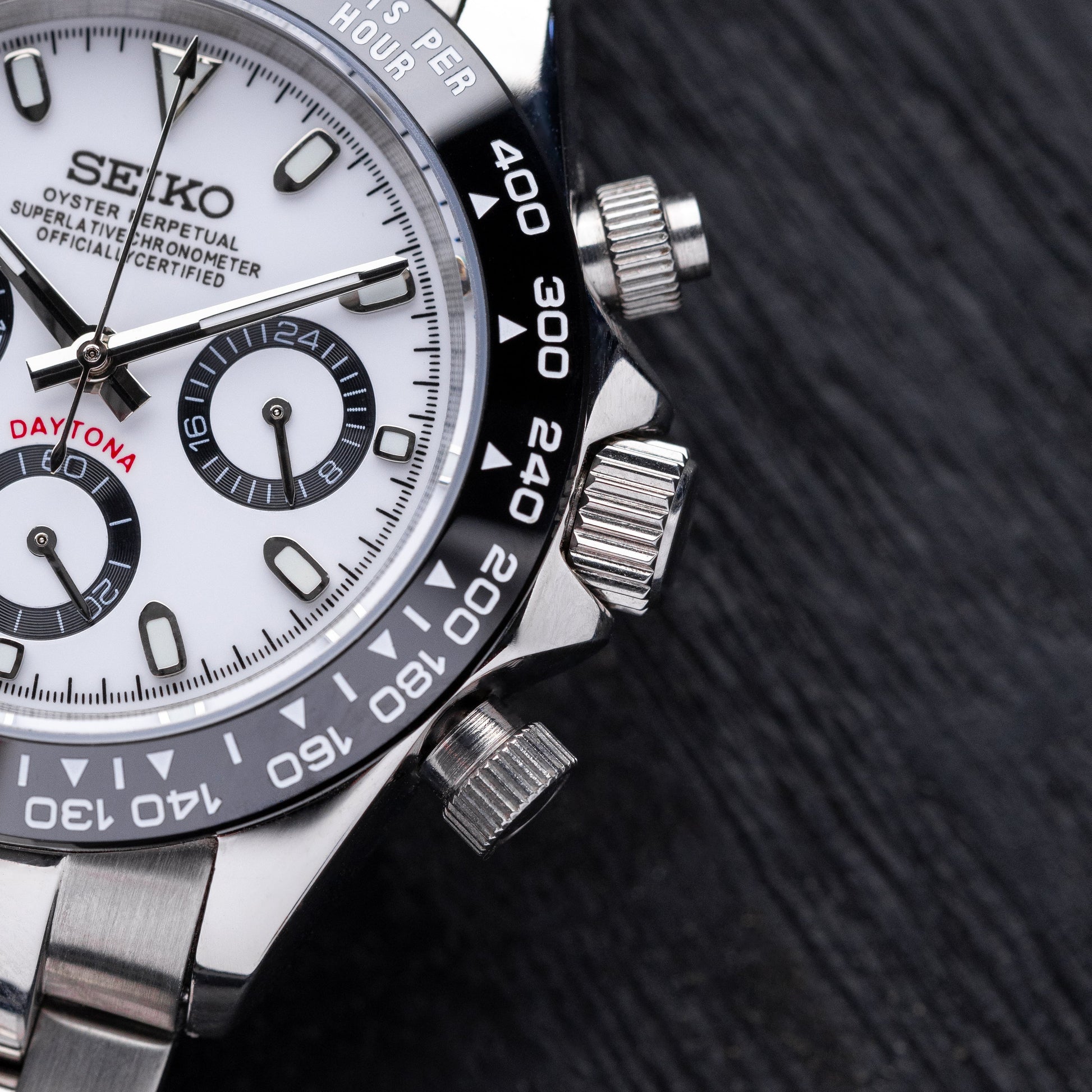 Seiko Mod Daytona White Panda Chronograph