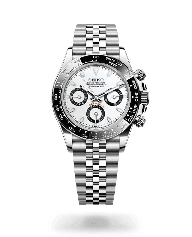 Seiko Mod Daytona White Panda Chronograph