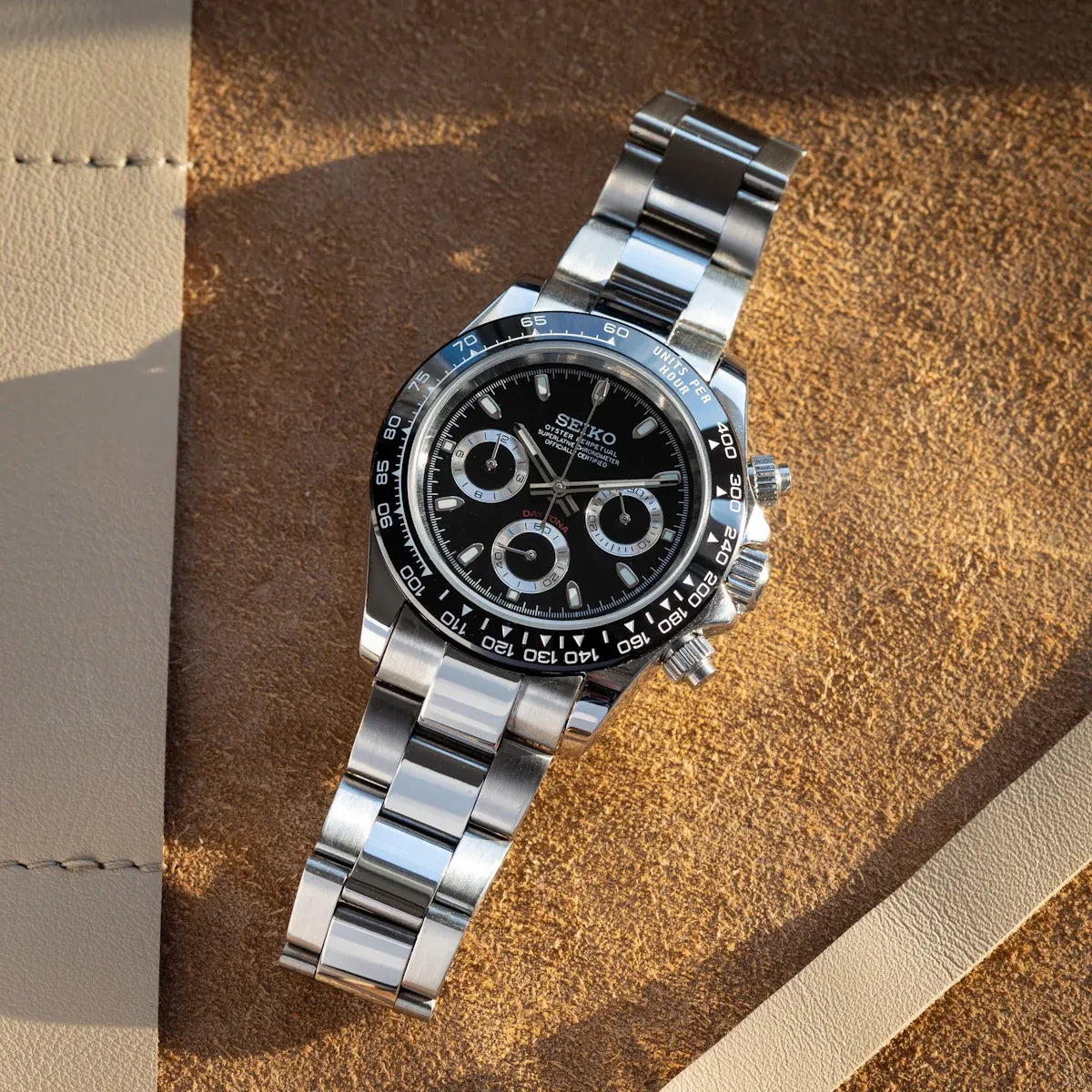 Seiko Mod Daytona Black Chronograph