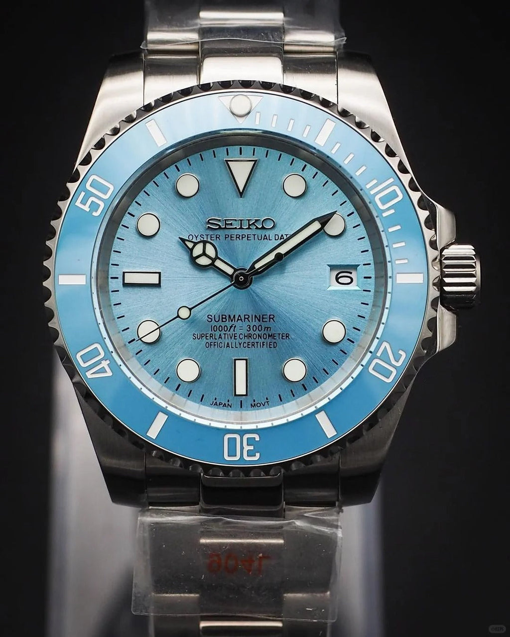 Seiko Mod Submariner Baby Blue