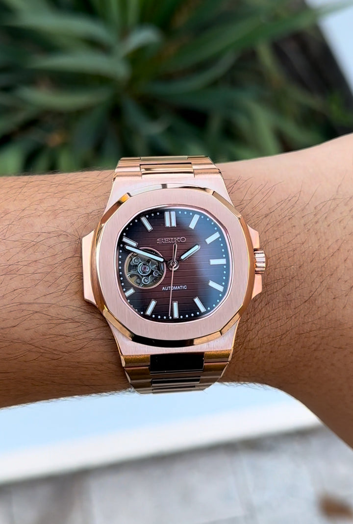 Nautiko Open Heart Rose- Nh35 Seiko Automatic
