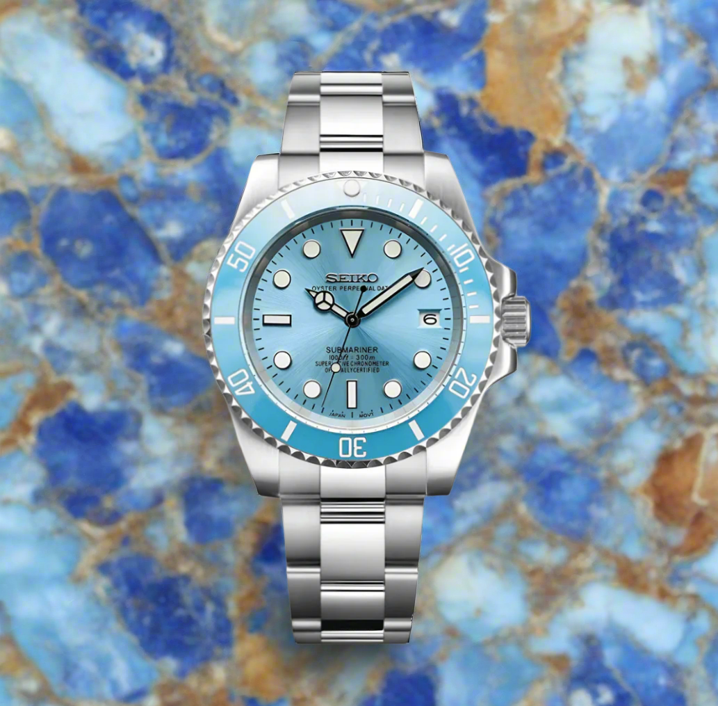 Seiko Mod Submariner Baby Blue